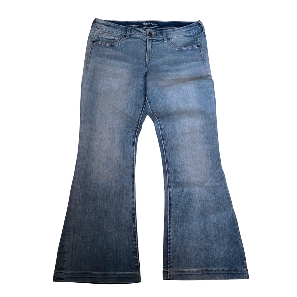 Maurices Womens Flare Leg Jeans Light Wash Blue Denim Size 11/12 Short Stretch